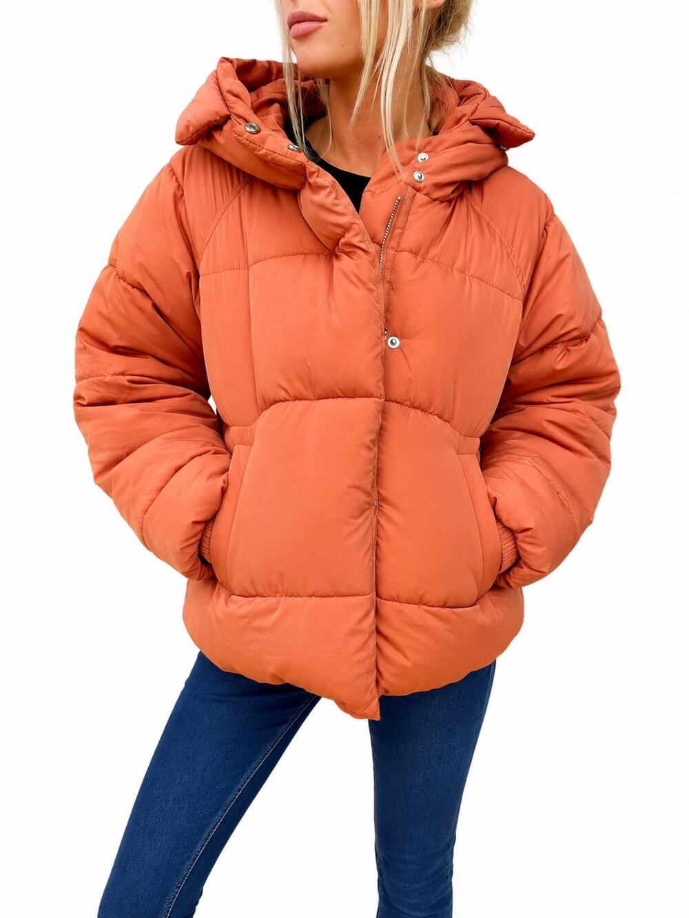 Lili Sidonio Orange Hooded Puffer Jacket
